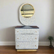 Targua Bone Inlay 3 Drawer Chest and Mirror Black Combo