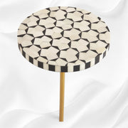 Targua Bone Inlay End Table Black | Inlaid Side Table
