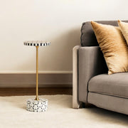 Targua Bone Inlay End Table Black | Inlaid Side Table