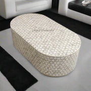 Targua Bone Inlay Oval Coffee Table Grey