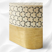 Targua Bone Inlay Oval Coffee Table Grey 3