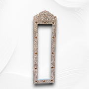 Teakwood Inlay Crested Floor Mirror Beige
