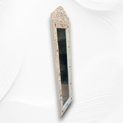 Teakwood Inlay Crested Floor Mirror Beige 3
