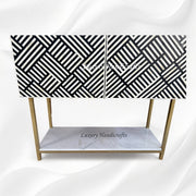 Thea Bone Inlay Bar Cabinet Optical Black 5