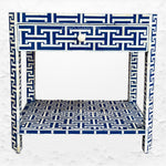 Stylish bone inlay bedside cabinet with drawer and shelf – indigo