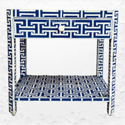 Stylish bone inlay bedside cabinet with drawer and shelf – indigo