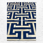 Indigo bedside unit with Tetris bone inlay, 1 drawer and 1 open shelf
