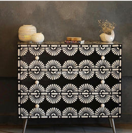 Tokyo Bone Inlay Three Drawer Dresser Black 1