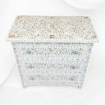White Mother Of Pearl Inlay 3 Drawer Chest Floral 1