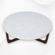 Bone Inlay Chevron Top Center Table Polished Base