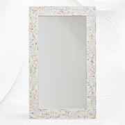 White Mother Of Pearl Inlay Mirror Floral