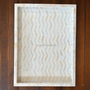 MOP Inlay Chevron Pattern Tray White 2