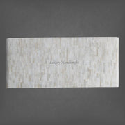 White bone inlay console table with chiseled design