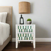 Zarina Green Stripe MOP Inlay Bedside Table 1