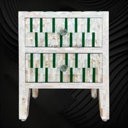Zarina Green Stripe MOP Inlay Bedside Table 6