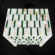 Zarina Green Stripe MOP Inlay Bedside Table 5