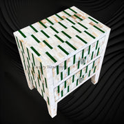 Zarina Green Stripe MOP Inlay Bedside Table 2