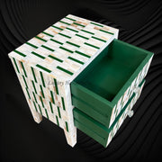 Zarina Green Stripe MOP Inlay Bedside Table 3