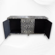 Black Zebra Bone Inlay 2 Door 4 Drawer Buffet 3