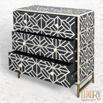 Shop Bone Inlay 3 Drawer Chest Black 2
