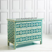 Abstract Bone Inlay Chest Of 3 Drawers Green