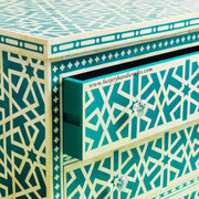Abstract Bone Inlay Chest Of 3 Drawers Green