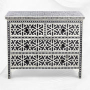 Abstract Bone Inlay Chest of 4 Drawers Black