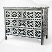 Abstract Bone Inlay Chest of 4 Drawers Black