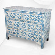Abstract Bone Inlay Chest of 4 Drawers Blue