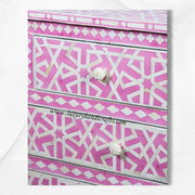 Abstract Bone Inlay Chest of 4 Drawers Pink