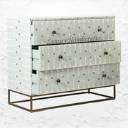 Dot Bone Inlay 3 Drawer Dresser Grey Green 2