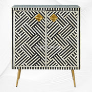 Optical Bone Inlay Entryway Cabinet Black 1