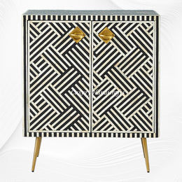 Optical Bone Inlay Entryway Cabinet Black 1