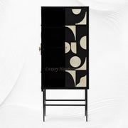 Arya Bone Inlay Bar Cabinet Black