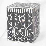 Bel Bone Inlay Square Stool Black