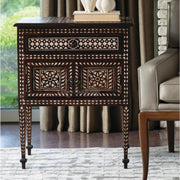 Bhawana Nightstand Mother of Pearl Inlay Walnut Finish