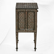 Bhawana Nightstand Mother of Pearl Inlay Walnut Finish