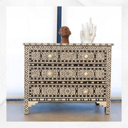 Bindiya Bone Inlay Cest of 3 Drawers Black