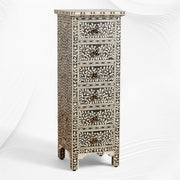Black Bone Inlay 6 Drawer Floral Lingerie Chest
