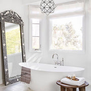 Black Bone Inlay Floor Mirror Parrot Design