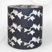 Black Bone Inlay Flower Stool