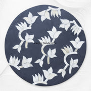 Black Bone Inlay Flower Stool