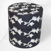 Black Bone Inlay Flower Stool