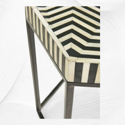 Black Bone Inlay Hexagonal Side Table Stripes