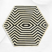Black Bone Inlay Hexagonal Side Table Stripes