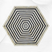 Black Bone Inlay Tray Hexagon | Black And White Bone Inlay Tray