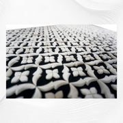 Black Embossed Bone Inlay Curved Console