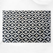 Black Embossed Bone Inlay Curved Console