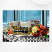 Black Embossed Bone Inlay Curved Console