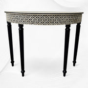 Black Embossed Bone Inlay Curved Console